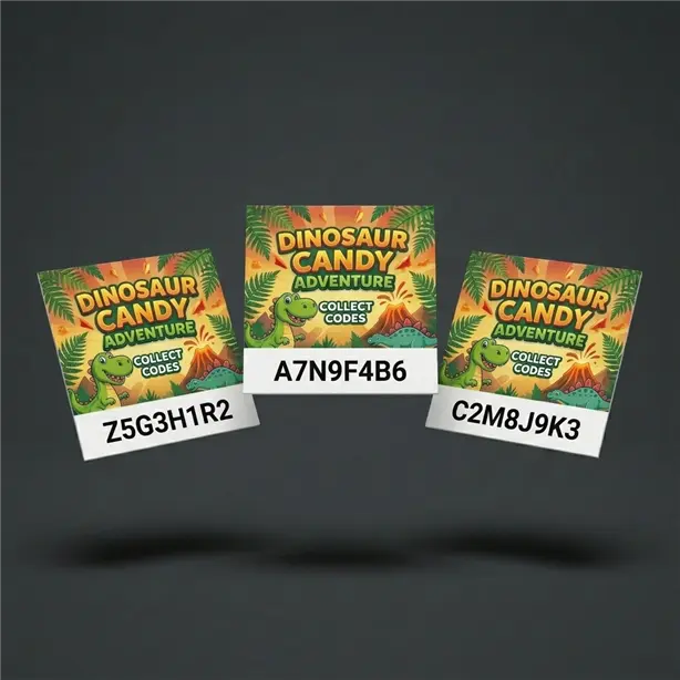 Dinosaur Candy Şifreli Inkjet Promosyon Kartı Variable Data - Promera