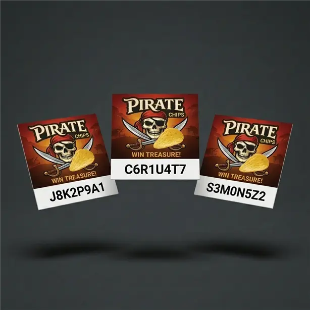 Pirate Chips Şifreli Inkjet Promosyon Kartı Variable Data - Promera