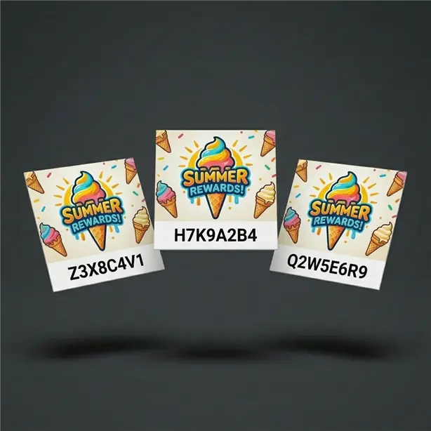 Summer Ice Cream Şifreli Inkjet Promosyon Kartı Variable Data - Promera