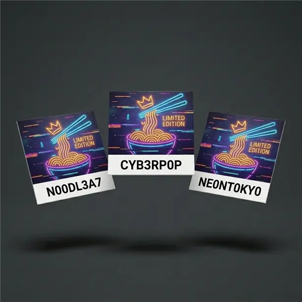 Cyberpunk Noodle Şifreli Inkjet Promosyon Kartı Variable Data - Promera