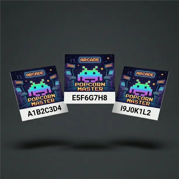 Arcade Popcorn Şifreli Inkjet Promosyon Kartı Variable Data - Promera